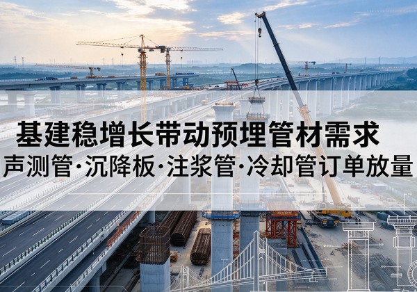 海盐基建稳增长带动预埋监测管材需求，声测管、沉降板、注浆管订单持续放量